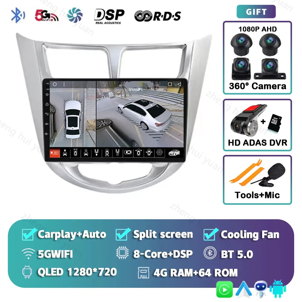 9 '' for Hyundai Solaris Accent i25 2010 - 2016 Car Multimedia Radio Video Player Android 16 GPS Navi HD Touch Screen BT WiFi
