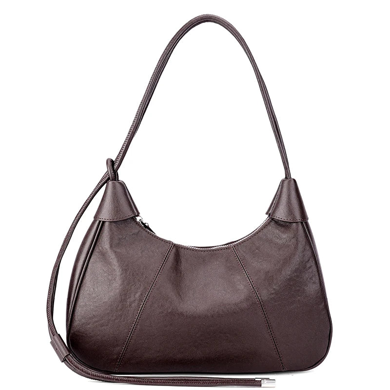 2026 Spring New Women's Luxury Designer Genuine Soft Leather Tote Underarm Bags Female Retro And Simple Shoulder Crossbody Bag