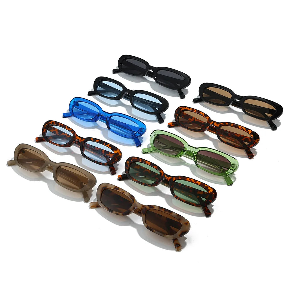 JNPCXI New Retro Small Rectangle Candy Color Sunglasses Women Fashion Trending Rivets Men Leopard Sun Glasses Shades UV400