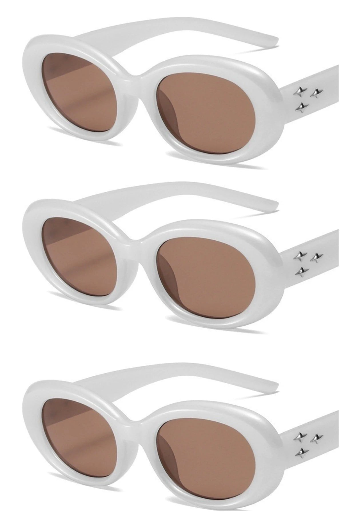 3PCS Y2K Fashion Korean Sweet Cool Spicy Girl Sunglasses for Women Men Premium Retro Oval  Sunglasses
