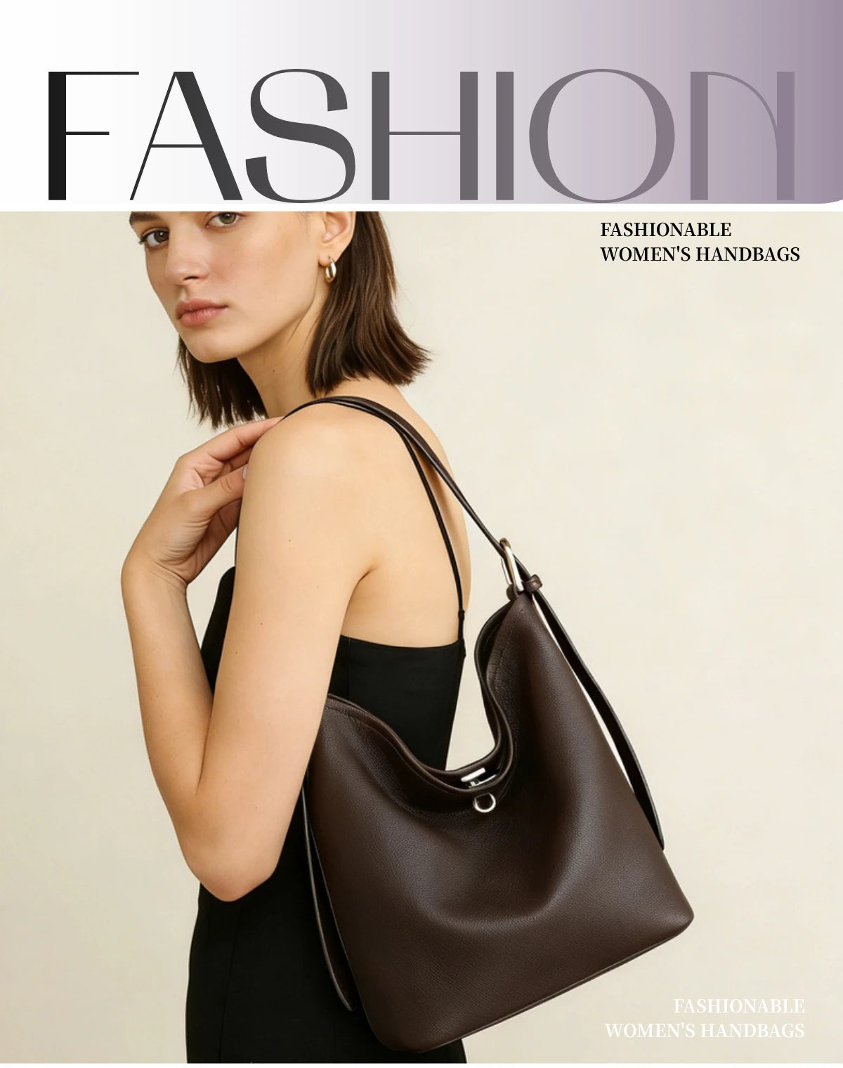 Women's Cowhide Genuine Leather Tote Bag, Fashion Large Capacity Shoulder Bag,Trendy Versatile All-match Commuting Hobo Bag