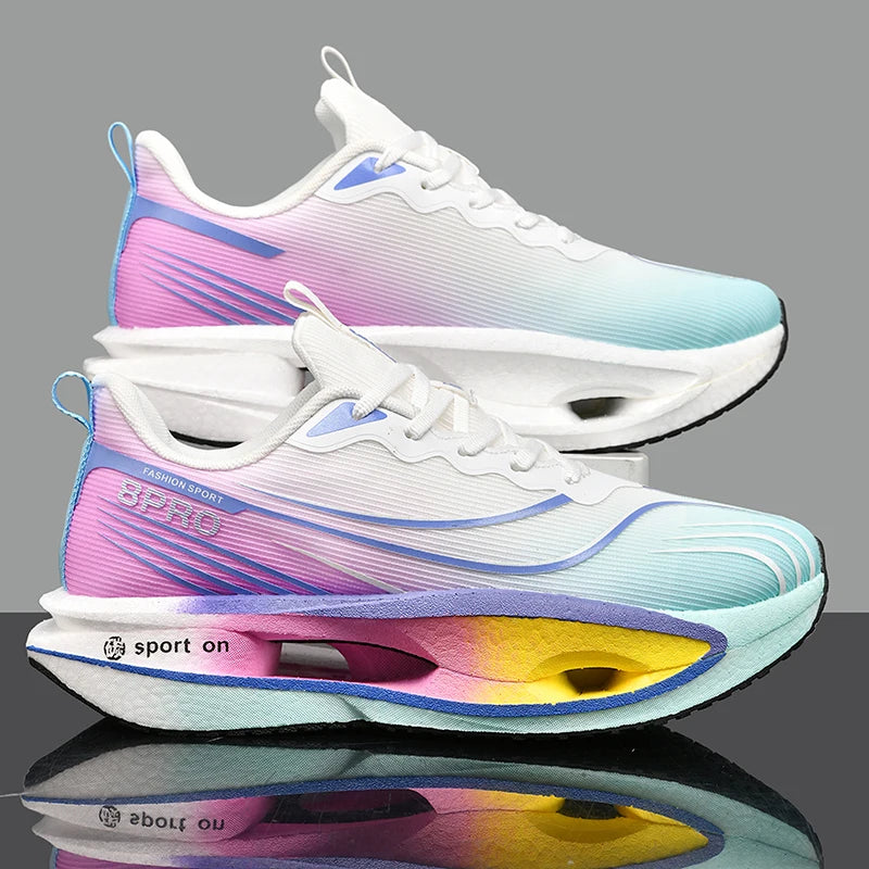 Men Sports Running Shoes Marathon Carbon Board Air Cushion Breathable Lightweight Women's Comfortable Athletic Nonskid Sneakers