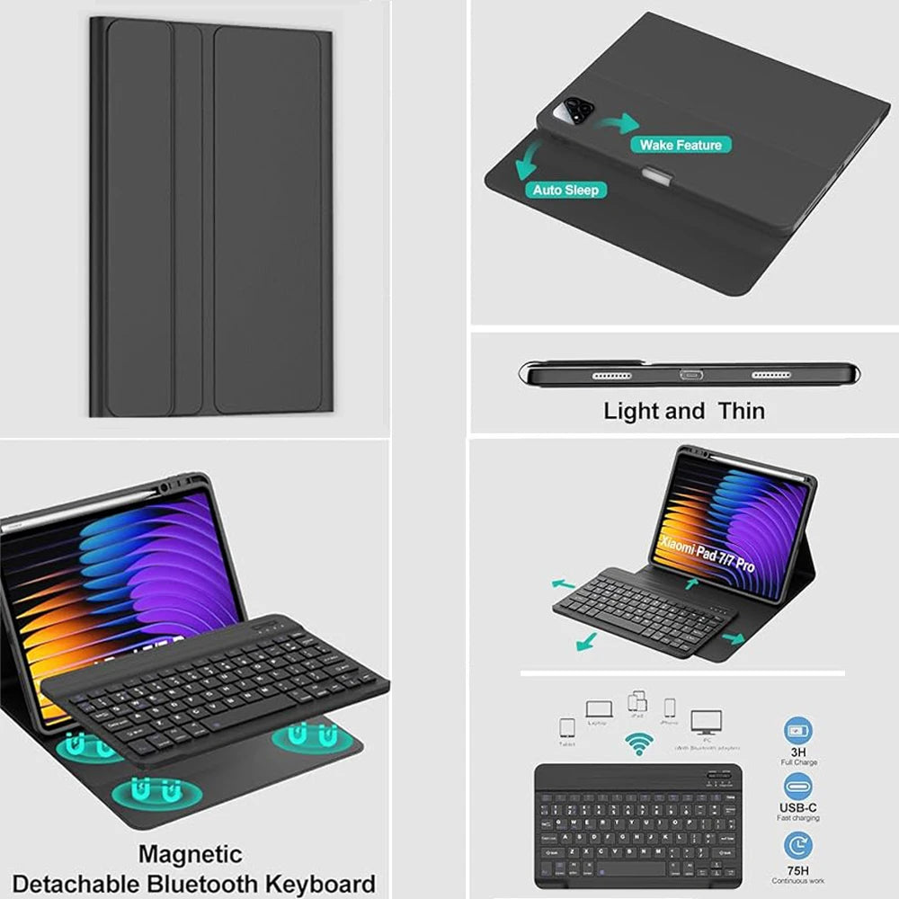 Xiaomi Pad 7 11.2-inch, Bluetooth keyboard + Mouse Case, Multi Language Keyboard