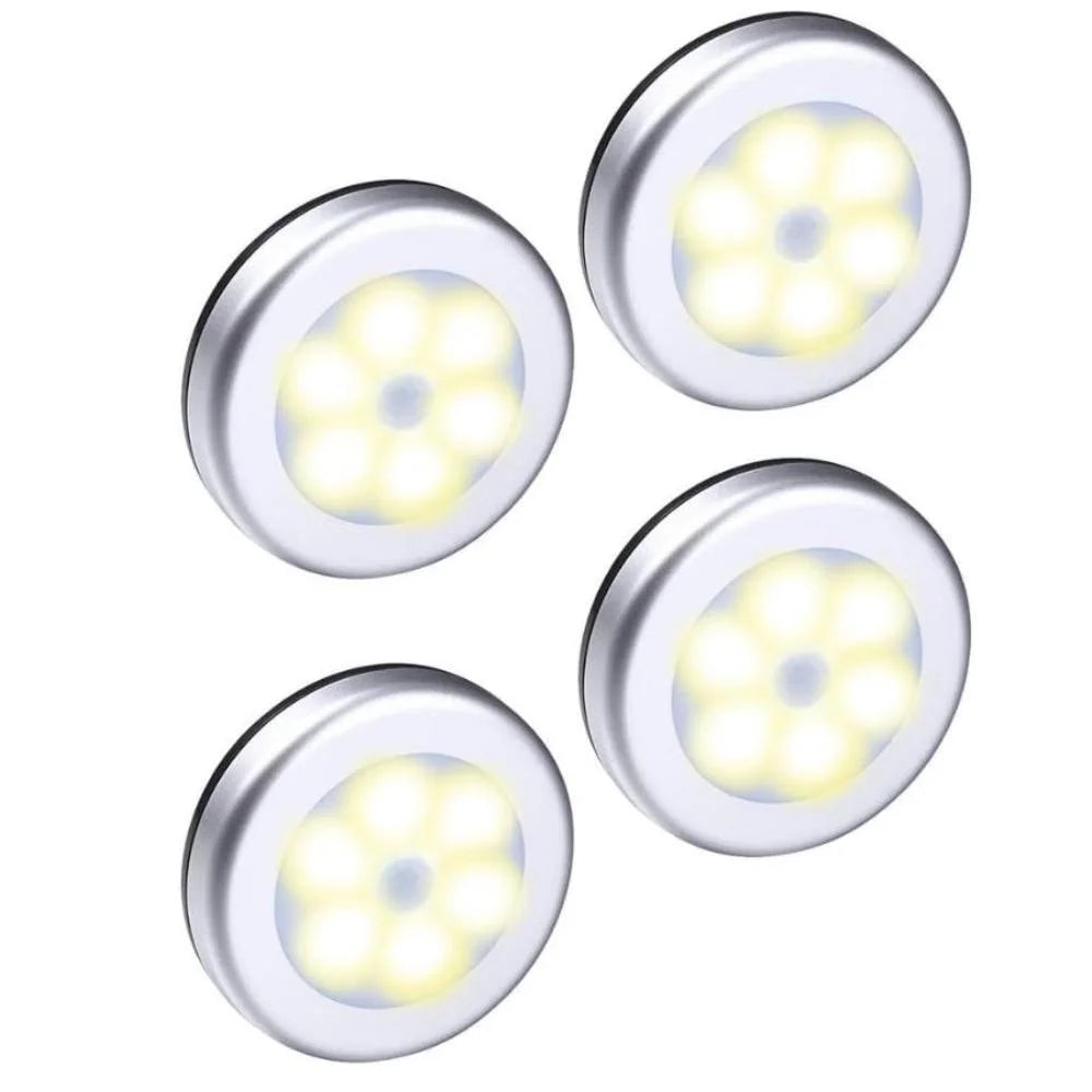 Wireless Round Motion Sensor LED Night Light Battery Powered Cabinet Night Lamp Bedside Lights For Bedroom Home Closet Lighting
