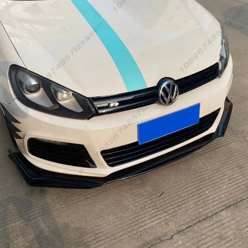 For Volkswagen Golf 6 MK6 R R20 2008-2013 Sports Style Front Bumper Lip Spoiler Diffuser Splitter Body Kits Tuning Gloss Black