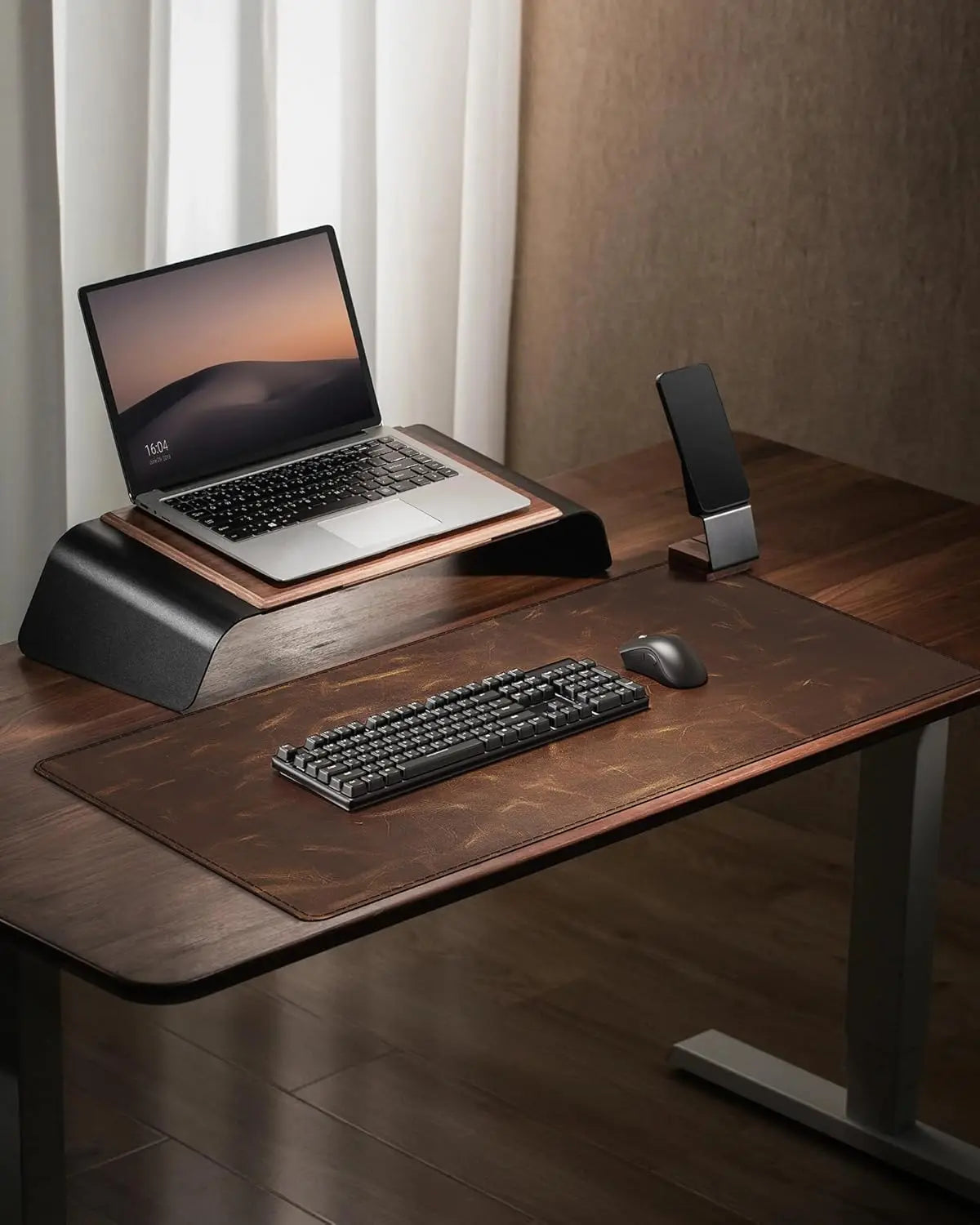Crazy Horse Leather Desk Mat, XXL Desk Pad, Retro Larger Mouse pad and Self-Healing Laptop Pad for Home & Office