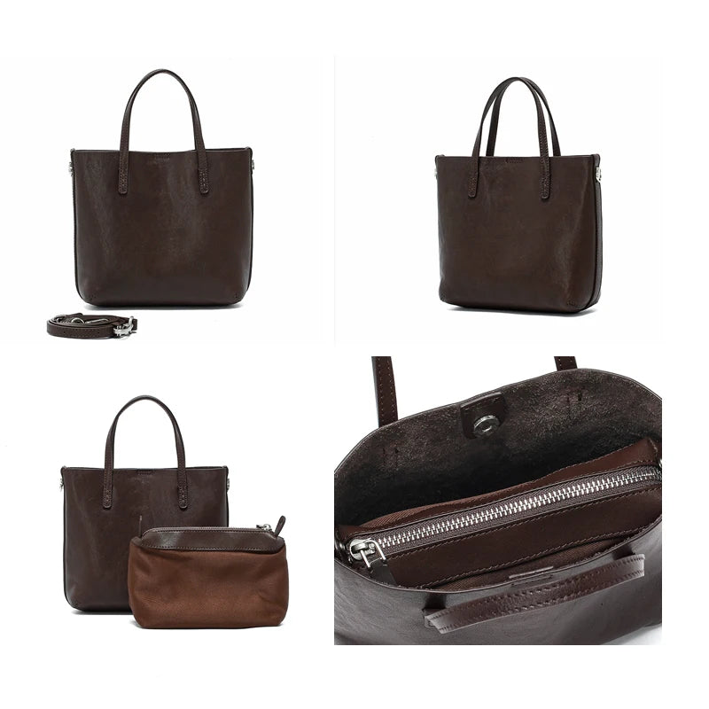 2026 New Women's Genuine Leather Handbag Luxury Designer's Shoulder Tote Bag Ladies Vintage Top-Handle Bags Female Underarm Bags