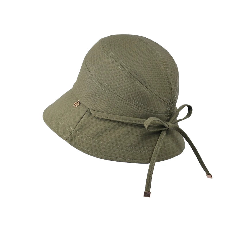8761Summer outdoor travel sunshade hat all senior sense big head basin hat show face small bow fisherman hat