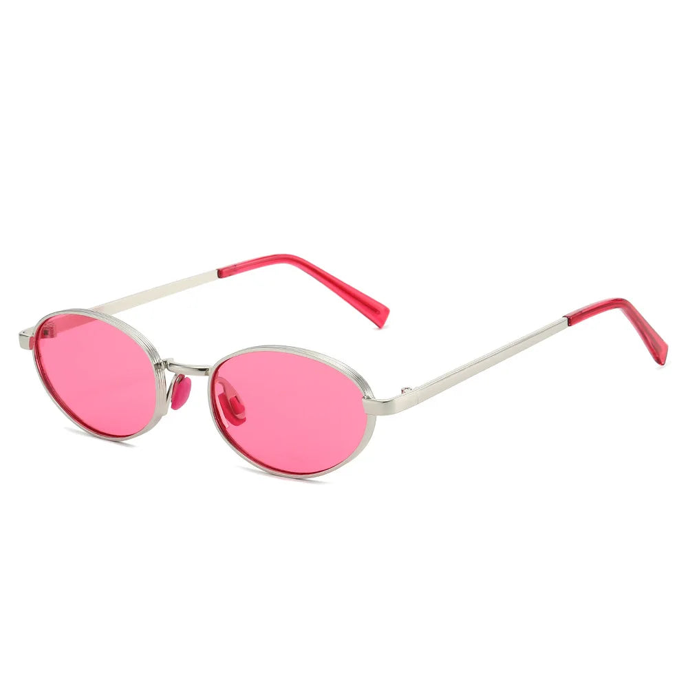 JNPCXI Retro Oval Metal Women Fashion Candy Color Sunglasses Shades UV400 Men Trending Punk Sun Glasses