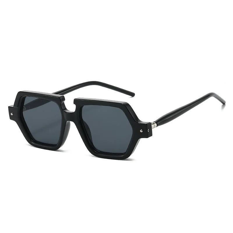 JNPCXI New Polygon Square Rivets Sunglasses Women Fashion Double Color Leopard Gradient Shades Men Clear Lens Frame UV400