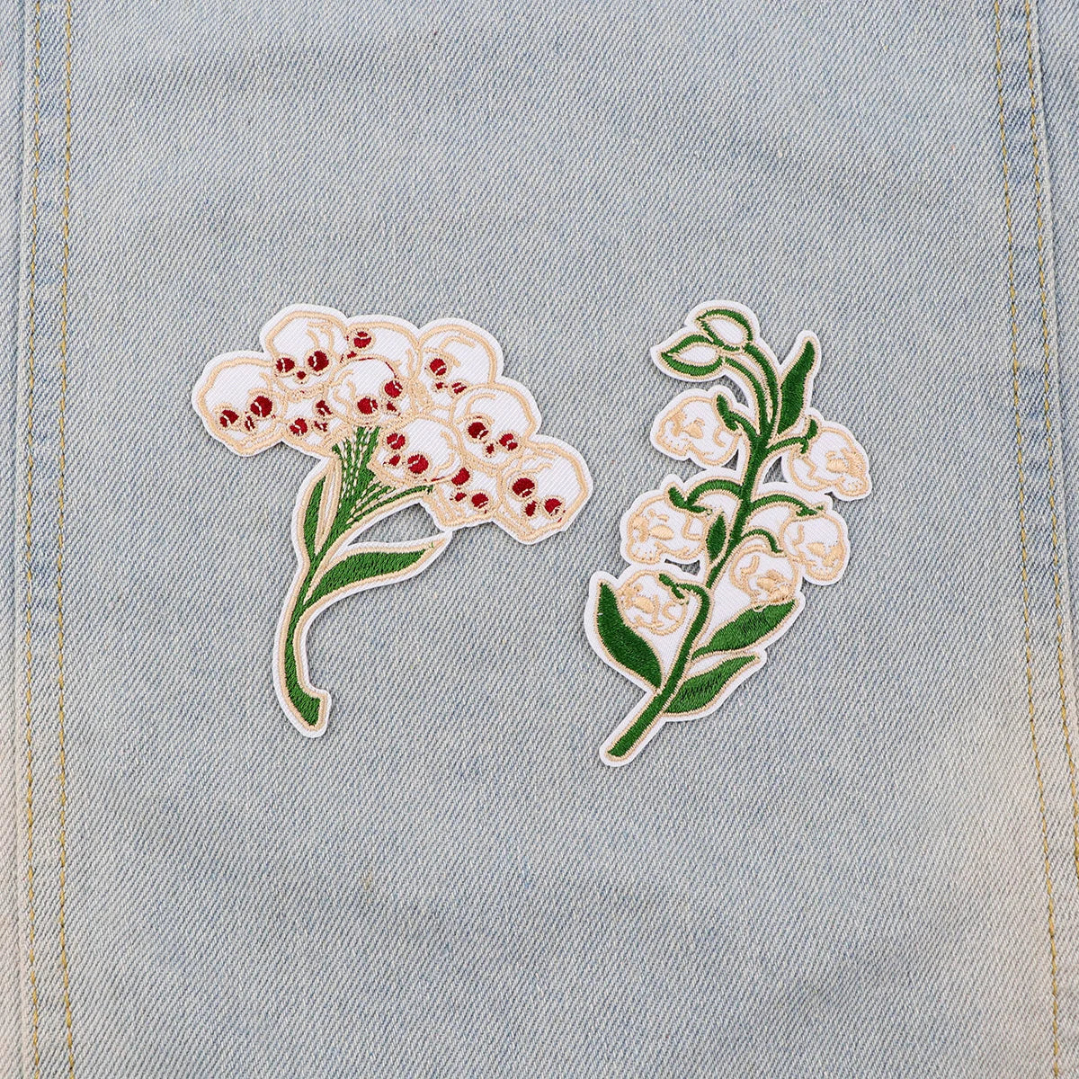 Skeleton Flowers Embroidery Patch Punk Iron On Patches For Clothing Thermoadhesive Patches On Clothes DIY Sew Badges