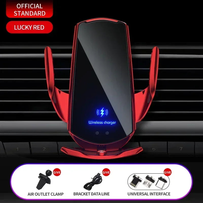 15W Car Magnetic Wireless Charger Automatic Car Mount Phone Holder For iPhone Samsung Infrared Induction Fast Charging