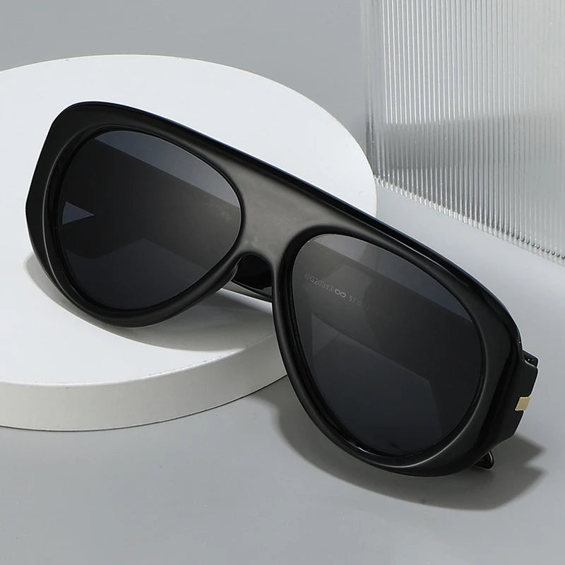 JNPCXI Vintage Luxury Designer Pilot Large Square Sunglasses Women Punk Men Sun Glasses Trending Ladies Oval Shades UV400