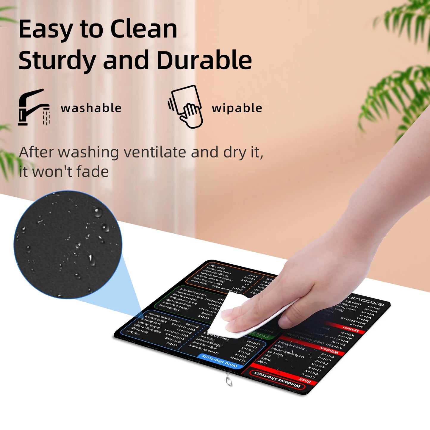 EXCO Shortcuts Mouse Pad for Excel Windows Office Mousepad Small Keyboard Commands Non-Slip Rubber Base for Home Computer Laptop