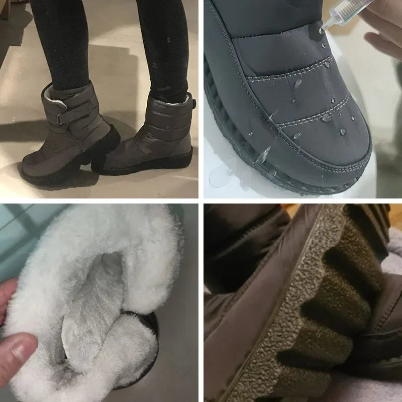 2025 Waterproof Snow Boots for Women Comfort Plush Lined Non Slip Winter Boots Woman Plus Size 44 Soft Sole Warm Ankle Booties