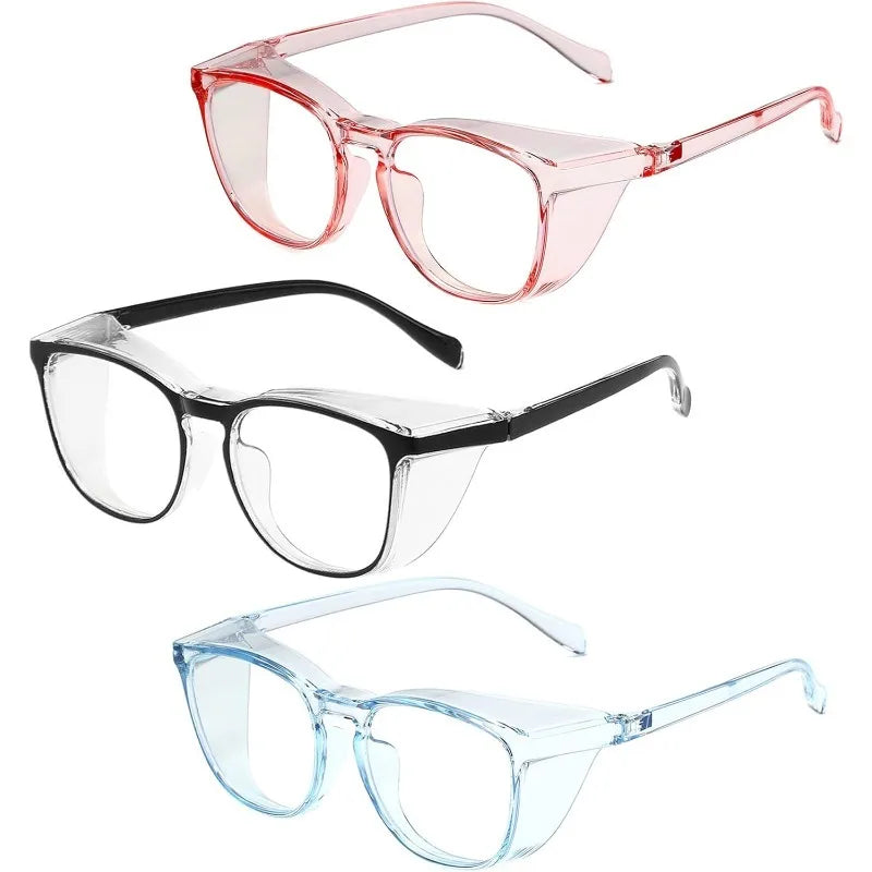 3pcs Anti Fog Safety Glasses with Side Guard and Wide Lens Cover - Anti Blue Light, Lightweight and Comfortable