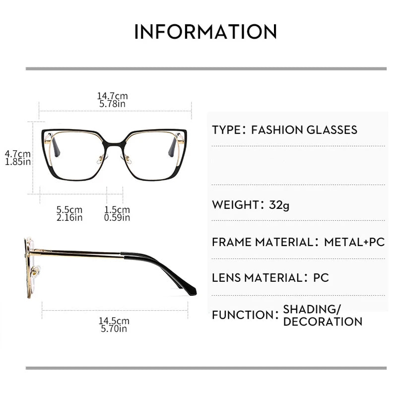 JNPCXI New Square Hollow Out Large Frame Flat Mirror 2026 New Anti Blue Light Fashion Glasses Frame