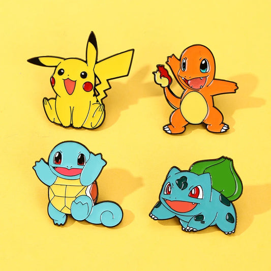 4pcs Anime Game Pikachu Enamel Pins Set Cute Pokemon Lapel Badge for Backpack Clothing Cosplay Cartoon Brooch Accessory