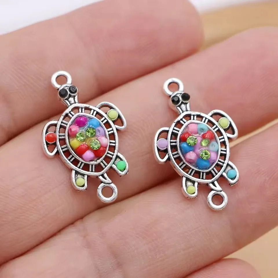 10Pcs Silver Plated Crystal Dragonfly Charm Connector for Making Bracelet DIY Findings Jewelry Accessories Handmade Craft