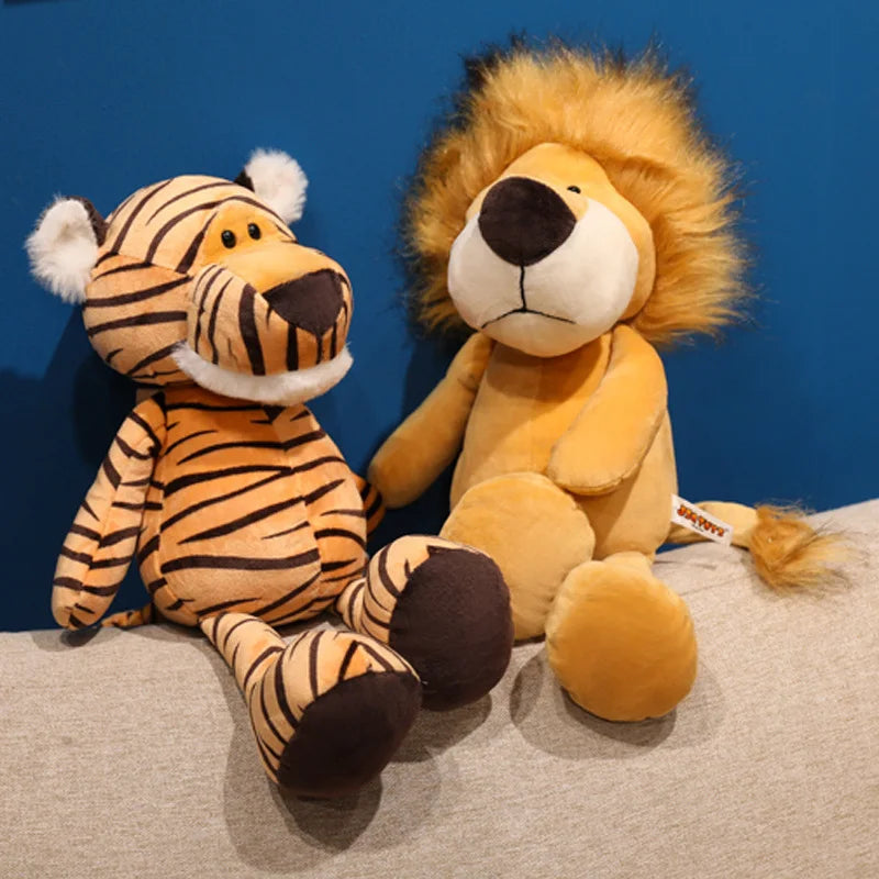 New  Stuffed Lifelike Lion Tiger Elephant Monkey Leopard Doll Simulation Forest Animals Plush Toys  Birthday Gift