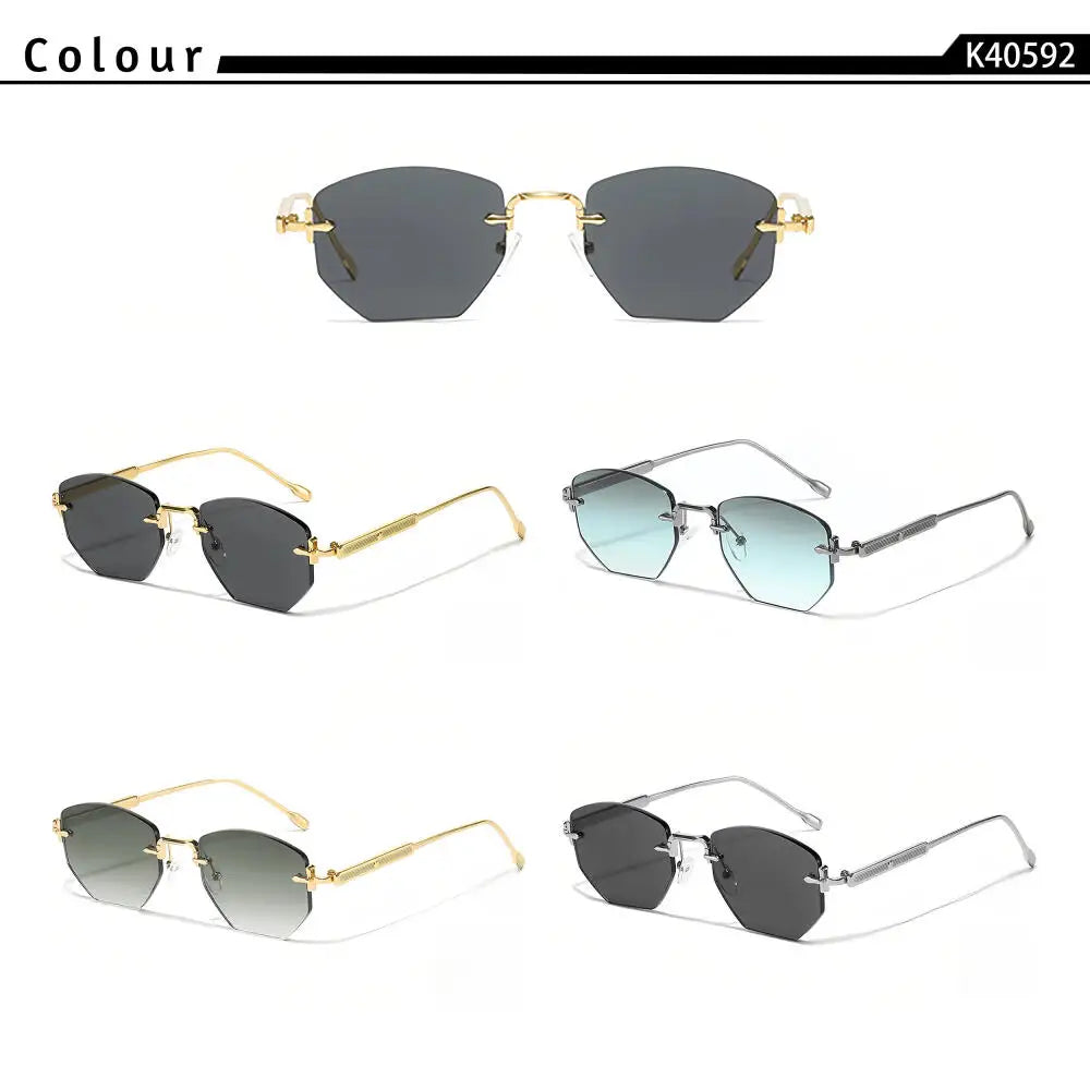 CATERSIDE Vintage Men's Frameless Sunglasses Retro Polygon Rimless Y2K Sun Glasses Women Travel Party Business Eyewear UV400