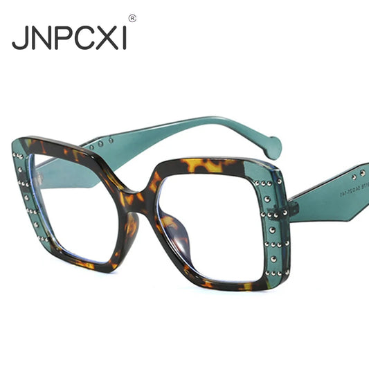 JNPCXI New Fashion Square Women Glasses Frame Clear Anti-Blu-Ray Eyewear Retro Men Optical Frame Computer Goggles