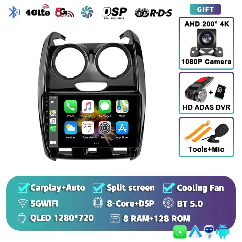 For Renault Duster Dacia Duster 2015 - 2021 For LADA Largus 2021 Android 15 12+256GB Car Radio Carplay Auto Multimedia Stereo 4G