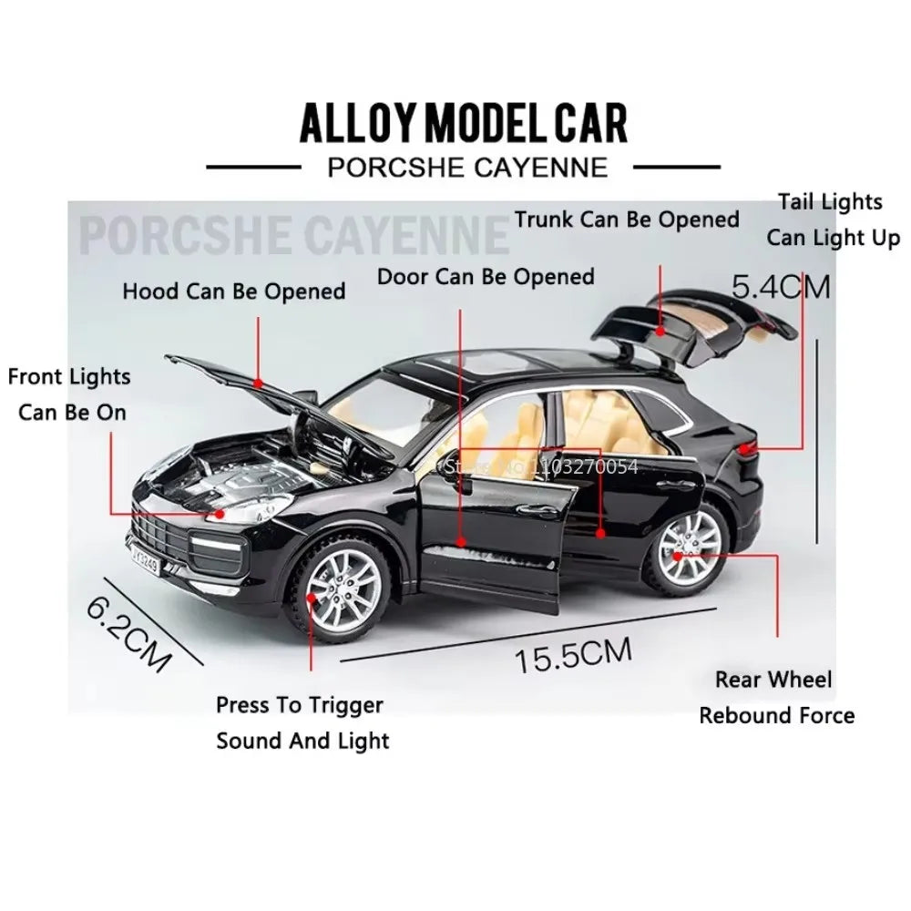 1:32 911 Targa 4S Cayenne Diecasts Model Alloy Boys Toys Miniature Supercar 4 Door Opened Vehicle Collectibles for Kid Toy Gifts