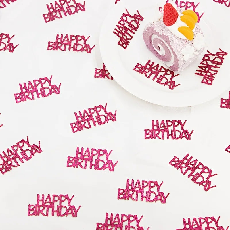 100pcs Glitter Happy Birthday Confetti, HAPPY BIRTHDAY Table Scatter Decor - Party Celebration Holiday Table Decoration
