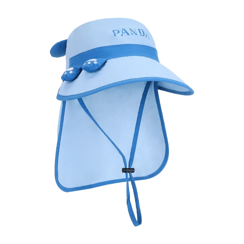 2265-Summer outdoor children's sun protection hatforboysandgirls,cartoonandcute,withalargebrimanddetachablecape,fisherman style.