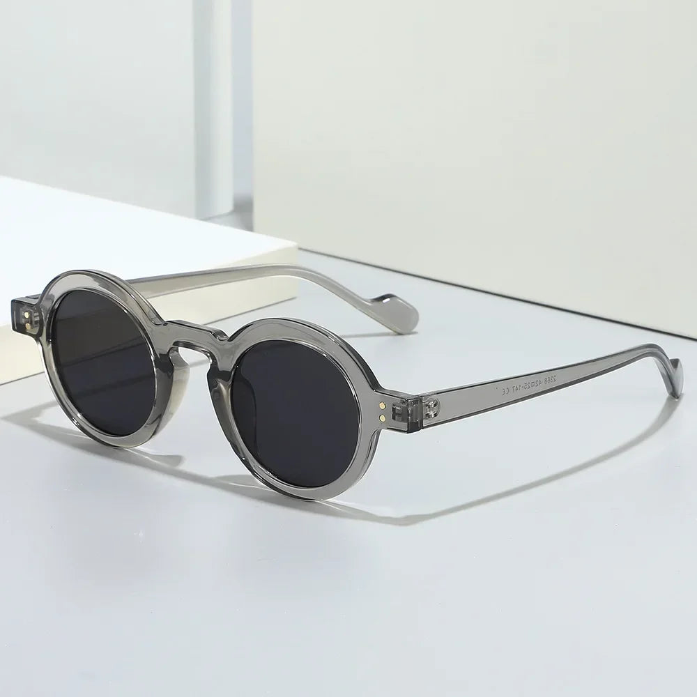JNPCXI Retro Small Round Sunglasses Women Fashion Clear Ocean Lens Shades UV400 Men Rivets Trending Punk Sun Glasses
