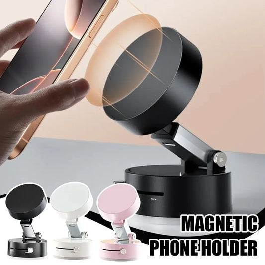 Magnetic Suction Cup Phone Mount Double-Sided Vacuum Holder for Car/Gym/Mirror