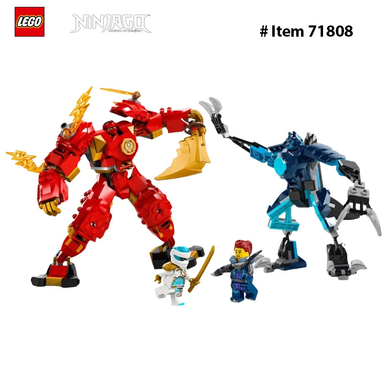 LEGO 71808 Kai’s Elemental Fire Mech, Mini Ninja Toy for Kids Red Ninja Figures