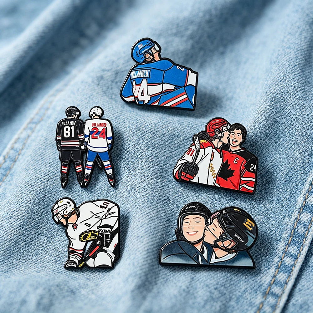 5 PCS'Heated Rivalry' Quote Enamel Pin TV Drama Baseball Uniform Brooch Lapel Pin Badge on Backpack Clothing Accessories Jewelry
