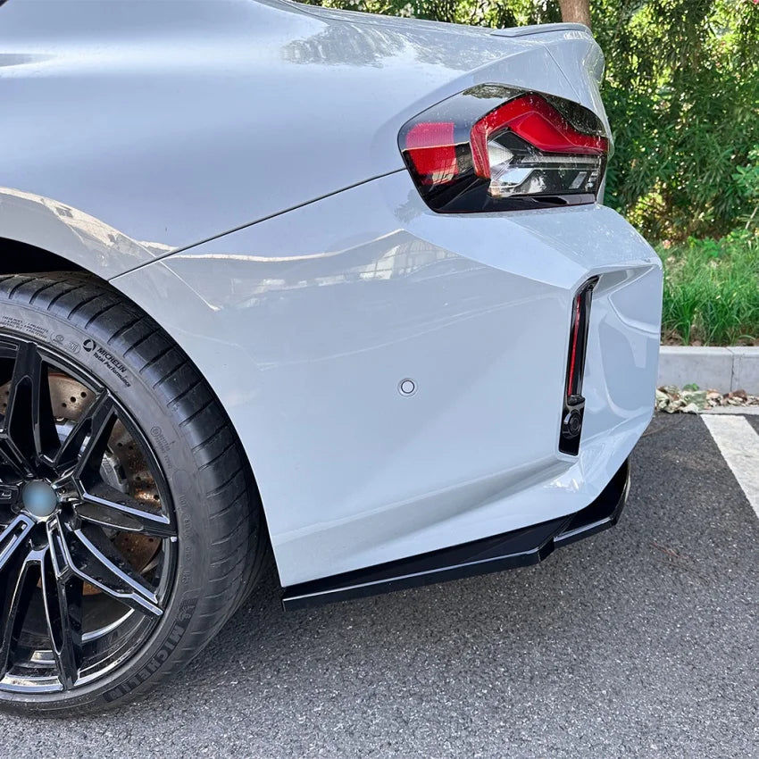 For Bmw 2 Series M2 G87 2023-2026 Car Rear Bumper Rear Lip Corner Wrap Diffuser Body Kits By Gloss Black Carbon Fiber Look ABS