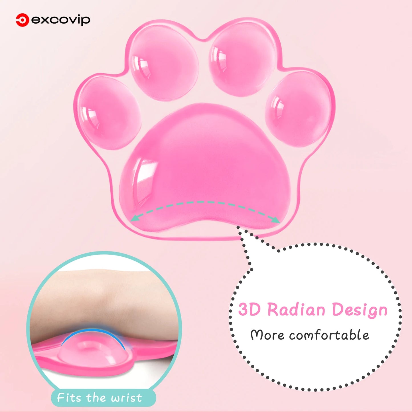 EXCO Ergonomic Silicone Mouse Wrist Rest Support Pad Cat Paw Hand Cushion Soft for Office Computer Laptop Gaming Pain Relief