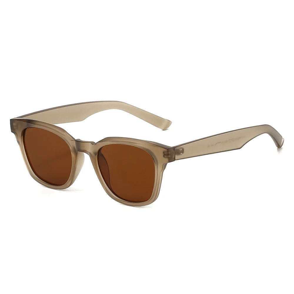JNPCXI Retro Tr90 Square Jelly Color Sunglasses Women Shades UV400 Fashion Rivets Men Punk Matte Tea Sun Glasses