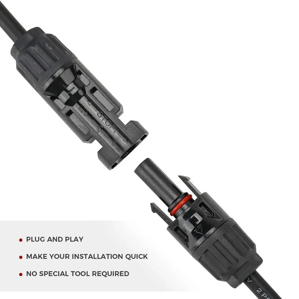 1 Pair Solar Connectors Y Branch Parallel Adapter Cable Wire Plug Tool Kit for Solar Panel Waterproof Connect Wire for Solar