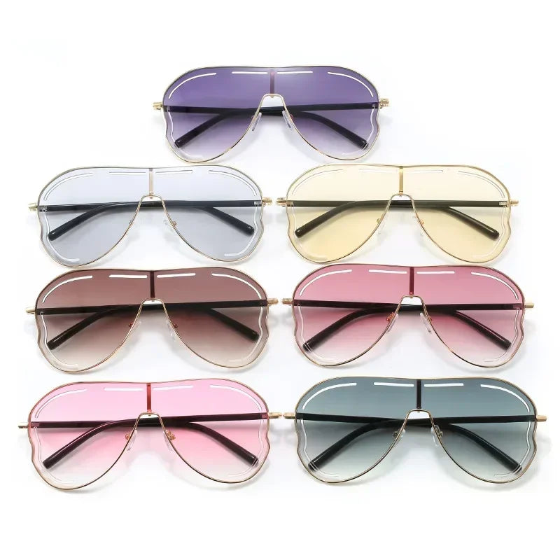 JNPCXI Oversized Retro Pilot Women Sunglasses Fashion Metal Quality Decoration Men Punk Shades UV400 Sun Glasses