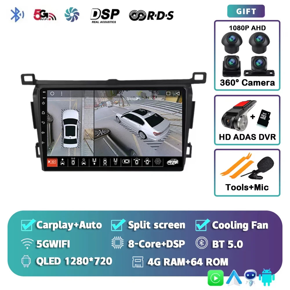 WIFI 4G Car Radio For Toyota RAV4 2013 2014 2015 2016 2017 2018 2019 XA40 RHD Android 15 Auto Wireless Carplay Car Multimedia DI