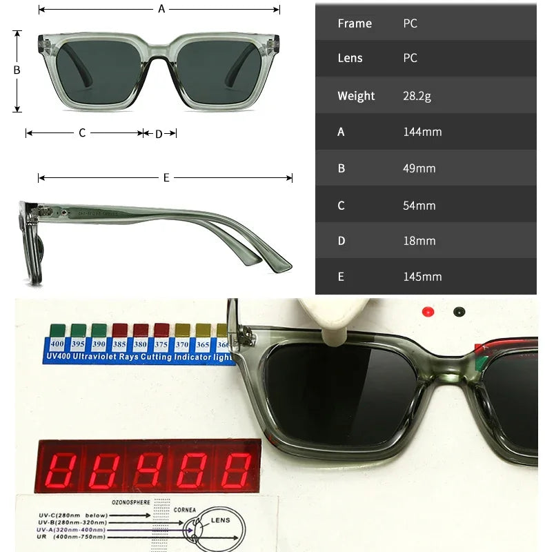 JNPCXI Fashion Square Sunglasses Women Shades UV400 Retro Tea Blue Men Trending Sun Glasses