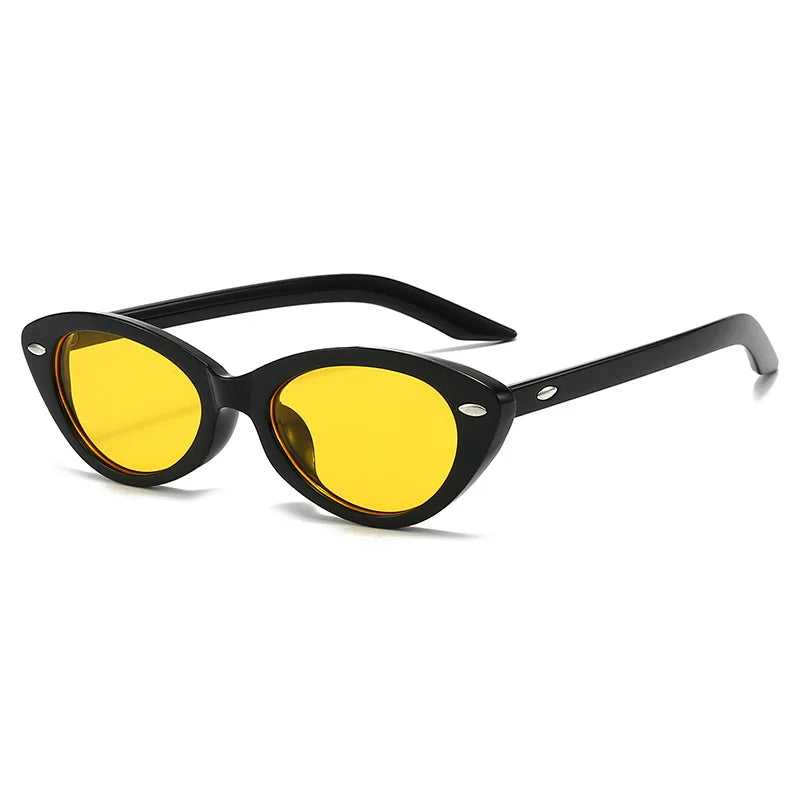 JNPCXI New Cat Eye Rivets Women Sunglasses Fashion Candy Color Shades UV400 Retro Men Trending Leopard Green Sun Glasses