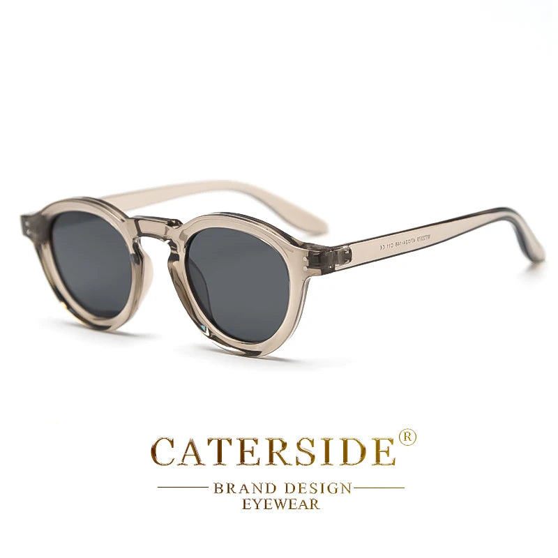 CATERSIDE Round Polarized Sunglasses Men Retro TR90 High-Quality TAC Lenses Sun Glasses Women Driving Fishing Eyewear Travel