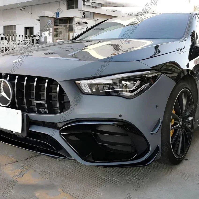 For Mercedes Benz CLA C118 CLA45 AMG 2020-2023 Car Front Bumper Side Spoiler Splitter Fog Lamp Grille Canards Vents Body Kit