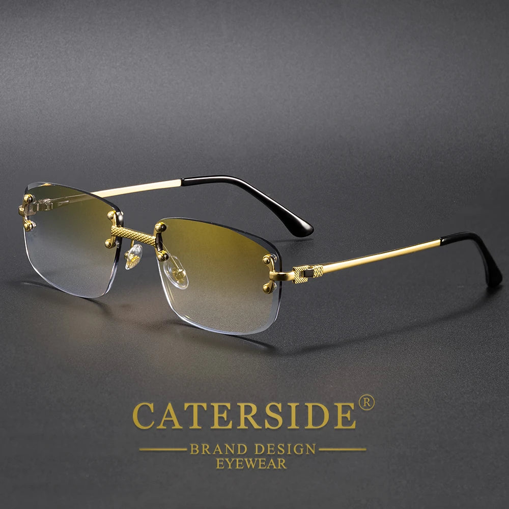 CATERSIDE Fashion Frameless Sunglasses Men Women Luxurious Outdoor Party Sun Glasses Metal Frame Mirror Gradient Lens Eyewear