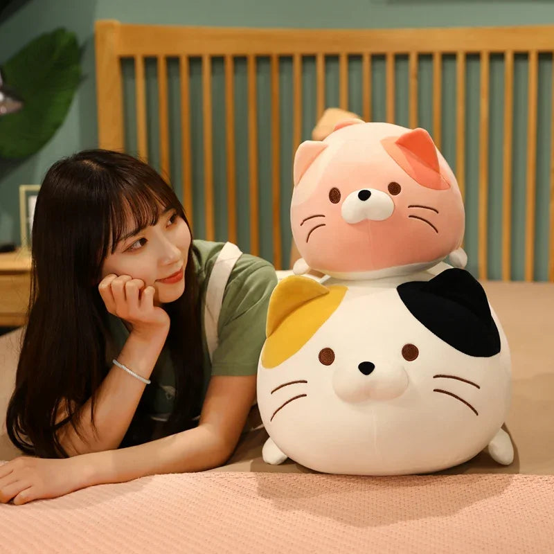 60cm Japanese Style Fat Cats Plush Toy Stuffed Animal Soft Hug Pillow Plushies Cat Doll Room Decor Gift For Child Girl Washable