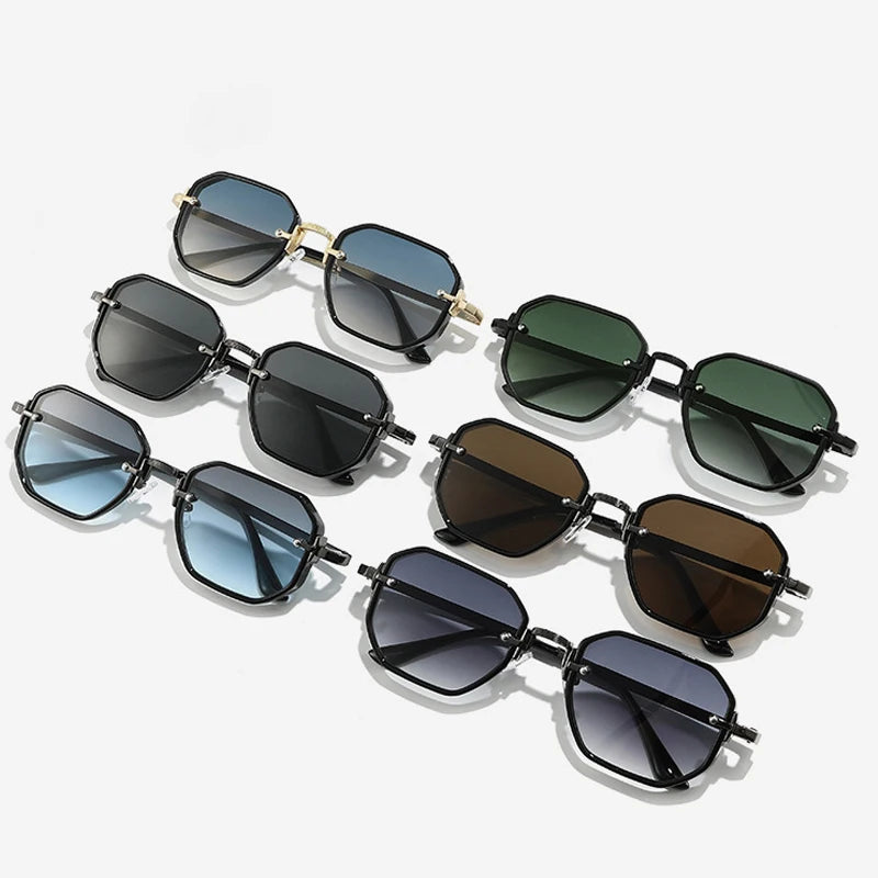 JNPCXI New Fashion Square Sunglasses Men Punk Shades UV400 Retro Metal Trending Gradient Women Sun Glasses
