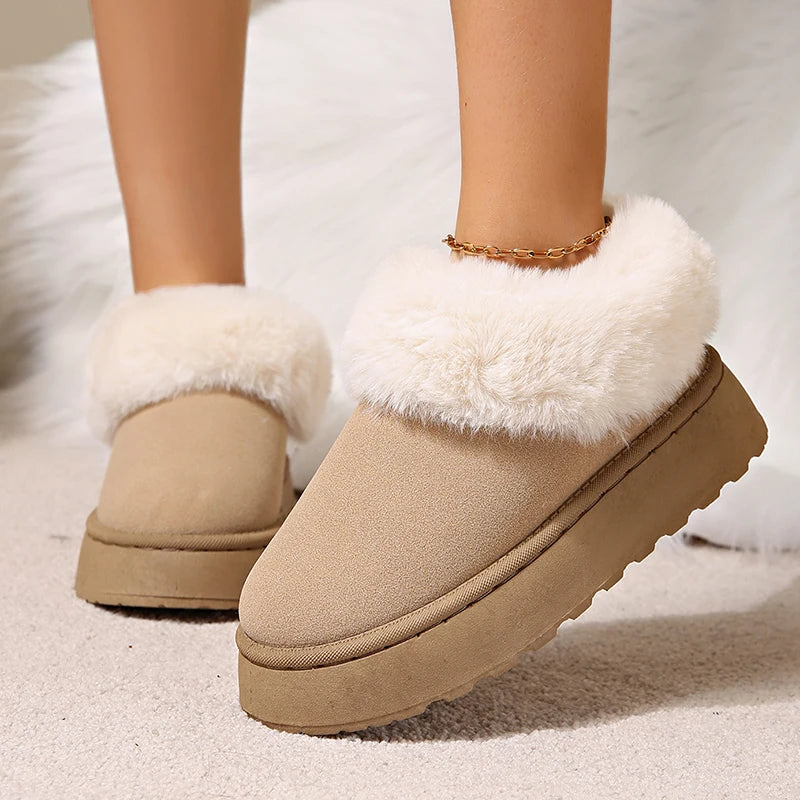 Winter Thicken Plush Warm Snow Boots for Women Plus Size 36-43 Non Slip Cotton Padded Shoes Woman faux fur platform Ankle Boots