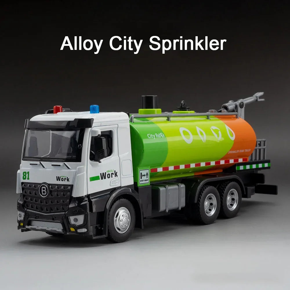 Simulated Alloy Diecast Car Model Toy Sprinkler Sweeper Engineering Sanitation Cars Model Decoration Children Birthday Toys Gift