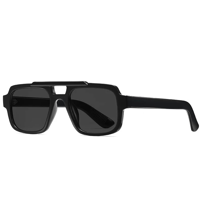 JNPCXI Fashion Double Bridges Square Men Sunglasses Fashion Gray Blue Shades UV400 Women Outdoor Punk Sun Glasses